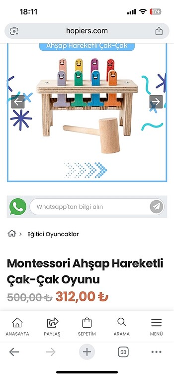 Beden Renk Ahşap çak çak oyunu