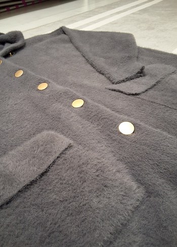 Gri Düğmeli  Kadın Ceket - Görsel 5