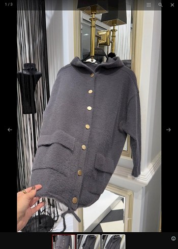 Gri Düğmeli  Kadın Ceket - Görsel 3