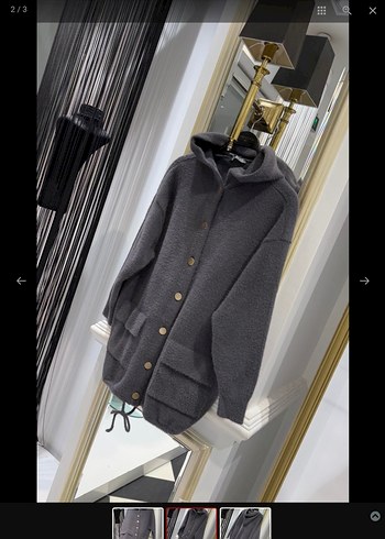 Gri Düğmeli  Kadın Kaban - Görsel 4