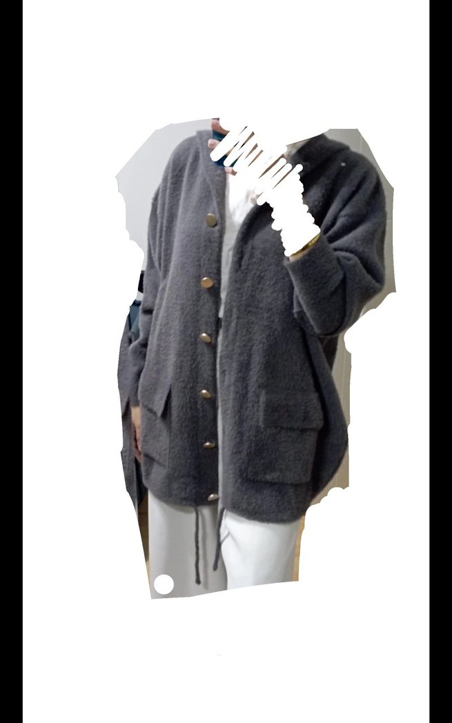 Gri Düğmeli  Kadın Kaban - Görsel 2