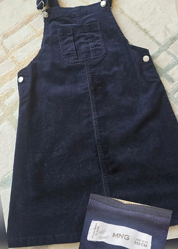 Kızlar için Koyu Mavi Denim Düğmeli Salopet