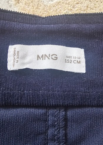 11-12 Yaş Beden Kızlar için Koyu Mavi Denim Düğmeli Salopet