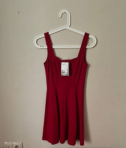 H&M Askılı Kısa Kırmızı Elbise (34)
