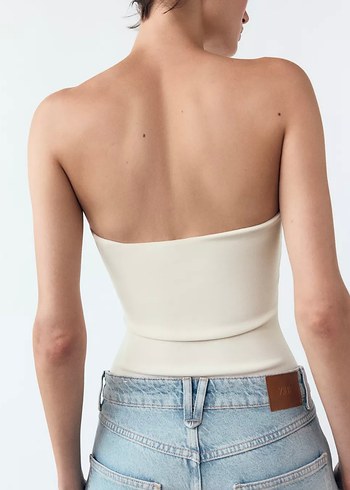 m Beden beyaz Renk Beyaz Minimalist Midi Kadın straples bej Body