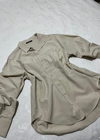 Bej Kadın Keten Gömlek - Görsel 2