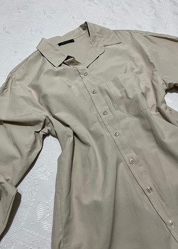 Bej Kadın Keten Gömlek - Görsel 3