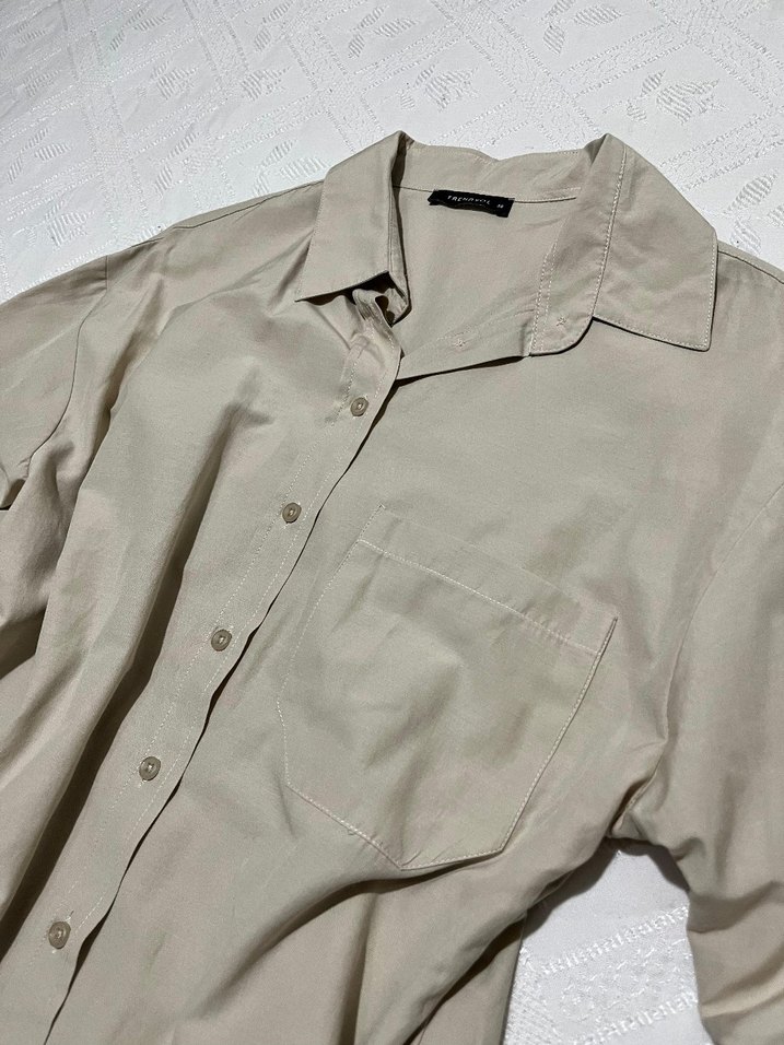 Bej Kadın Keten Gömlek - Görsel 4