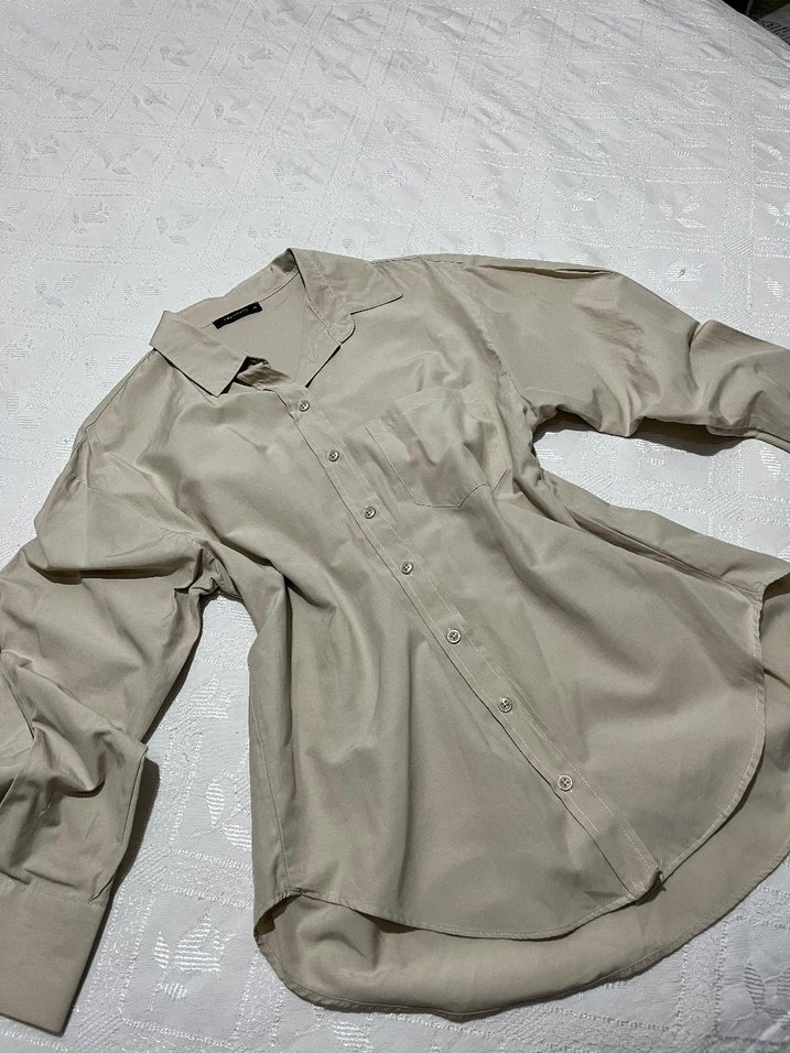 Bej Kadın Keten Gömlek - Görsel 2