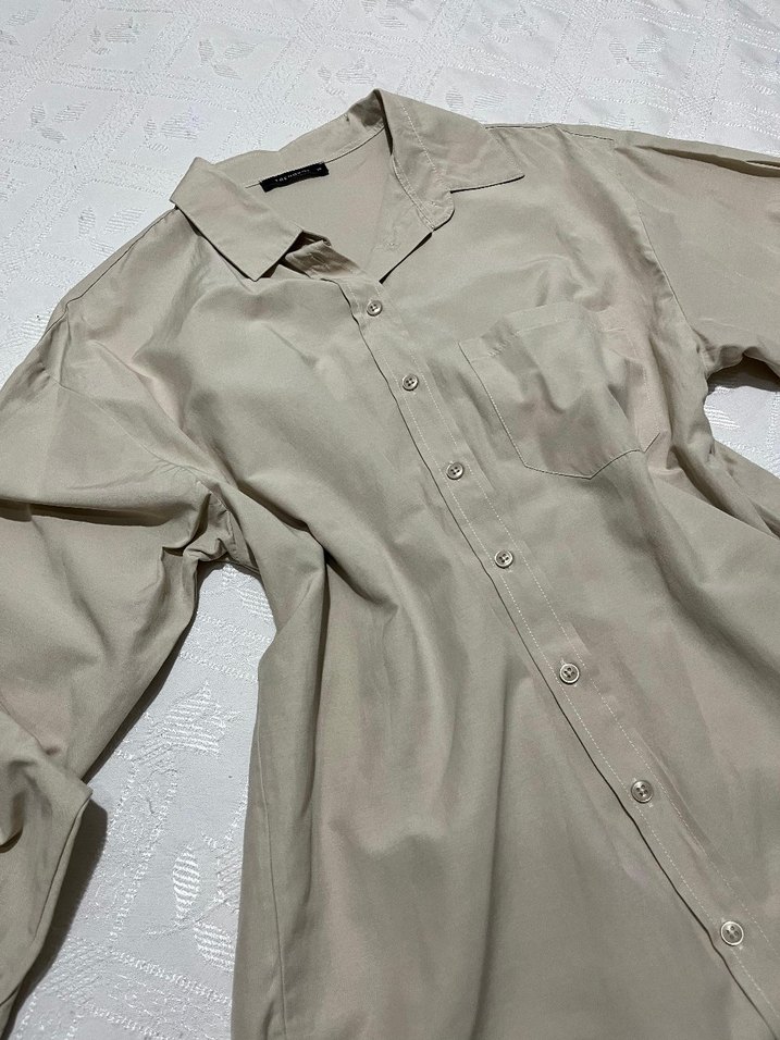 Bej Kadın Keten Gömlek - Görsel 3