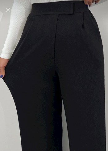 Cırt Cırtlı Siyah Kadın Kumaş Pantolon - Görsel 2
