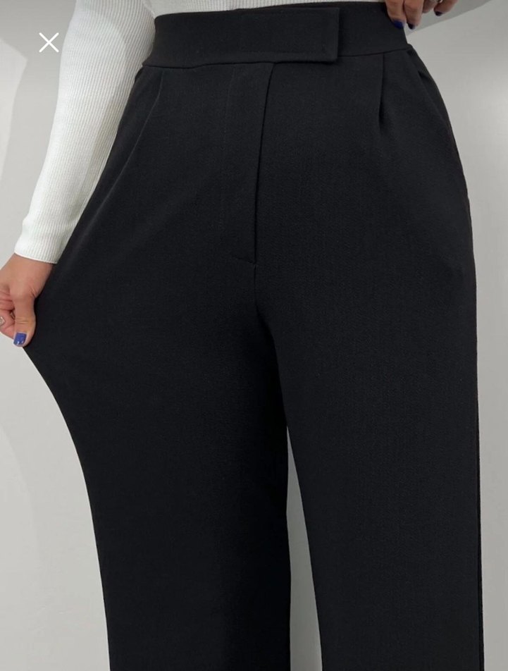 Cırt Cırtlı Siyah Kadın Kumaş Pantolon - Görsel 2