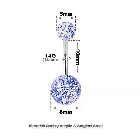 Titayum Parıltılı göbek piercing - Görsel 5