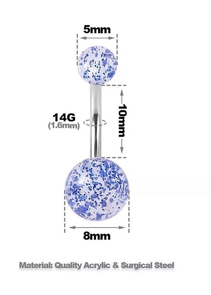 Titayum Parıltılı göbek piercing - Görsel 5