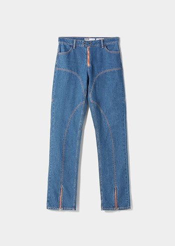 xs Beden mavi Renk Gri Fermuarlı Mavi Denim Kadın Jean