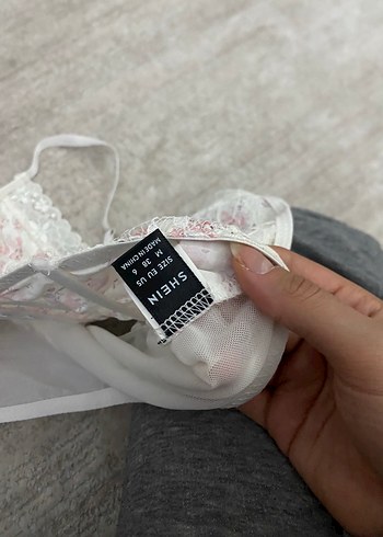 Sheinside Nakışlı Dantel Detaylı Beyaz Büstiyer