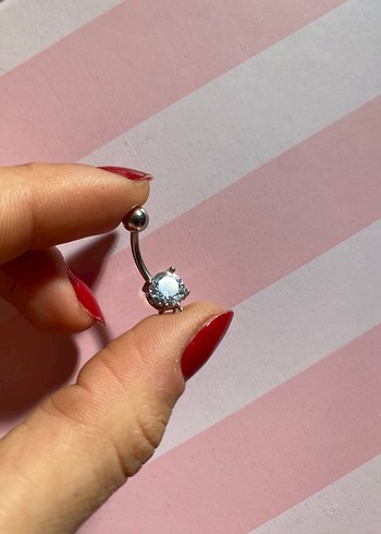 Kadın Beyaz Parlak Göbek Piercingi - Görsel 2