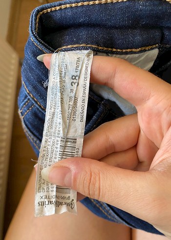 m Beden Kadın Lacivert Kemerli Dar Kesim Denim Pantolon