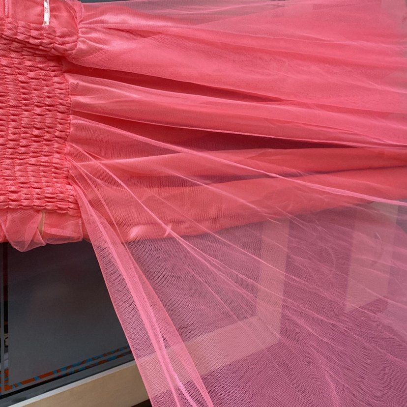 Pembe Uzun Drapeli Straplez Abiye Elbise Çocuk - Görsel 5