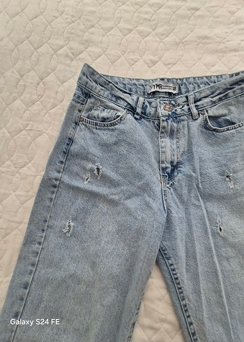 38 Beden Gri Rahat Kesim Kadın Denim Pantolon