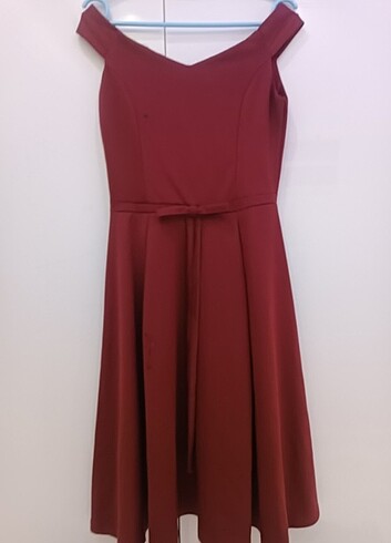 Bordo midi boy elbise