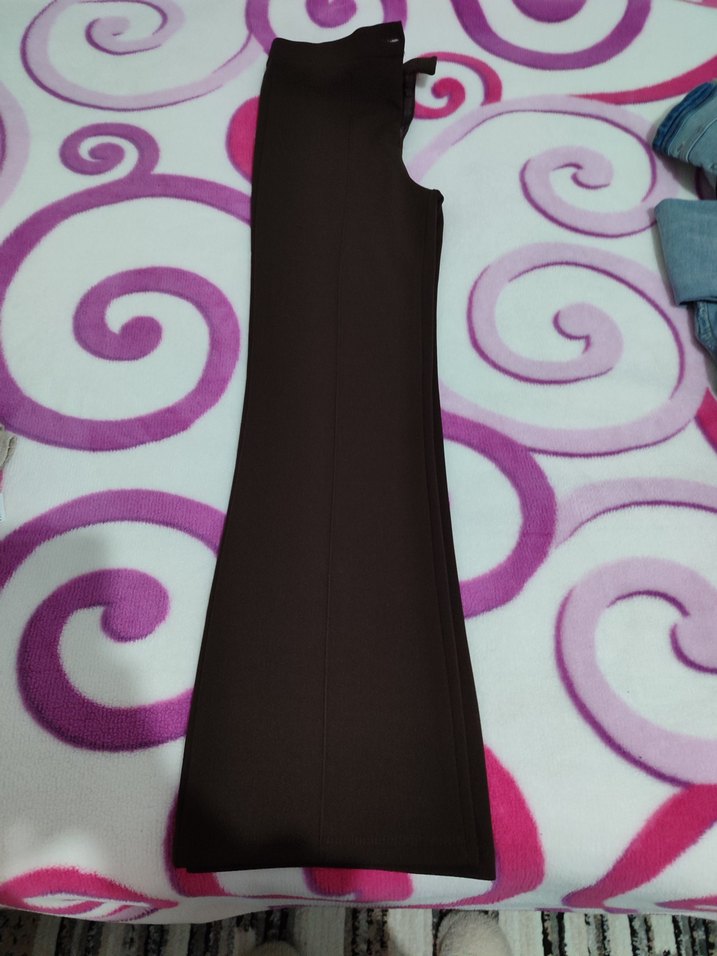 Kadın kahverengi Elastik Kumaş Pantolon - Görsel 2