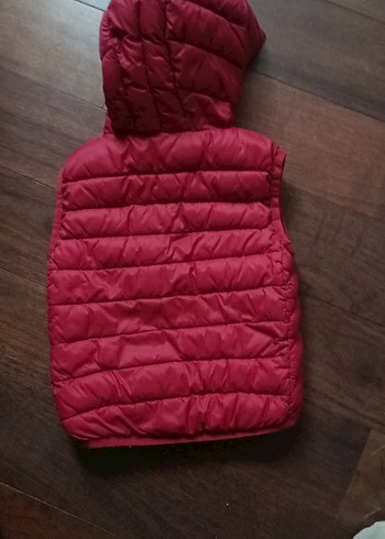 Bordo Kapüşonlu Kız Yeleği Fermuarlı - Görsel 2