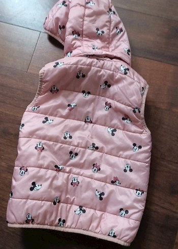 Kızlar için Pembe Kapüşonlu Fermuarlı Yelek - Görsel 2