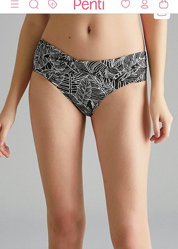 Penti Siyah Beyaz Yaprak Desenli Bikini Alti