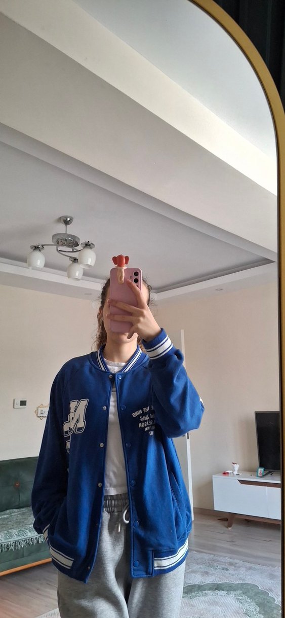 Mavi Uzun Kollu Kadın Spor Ceket - Görsel 4