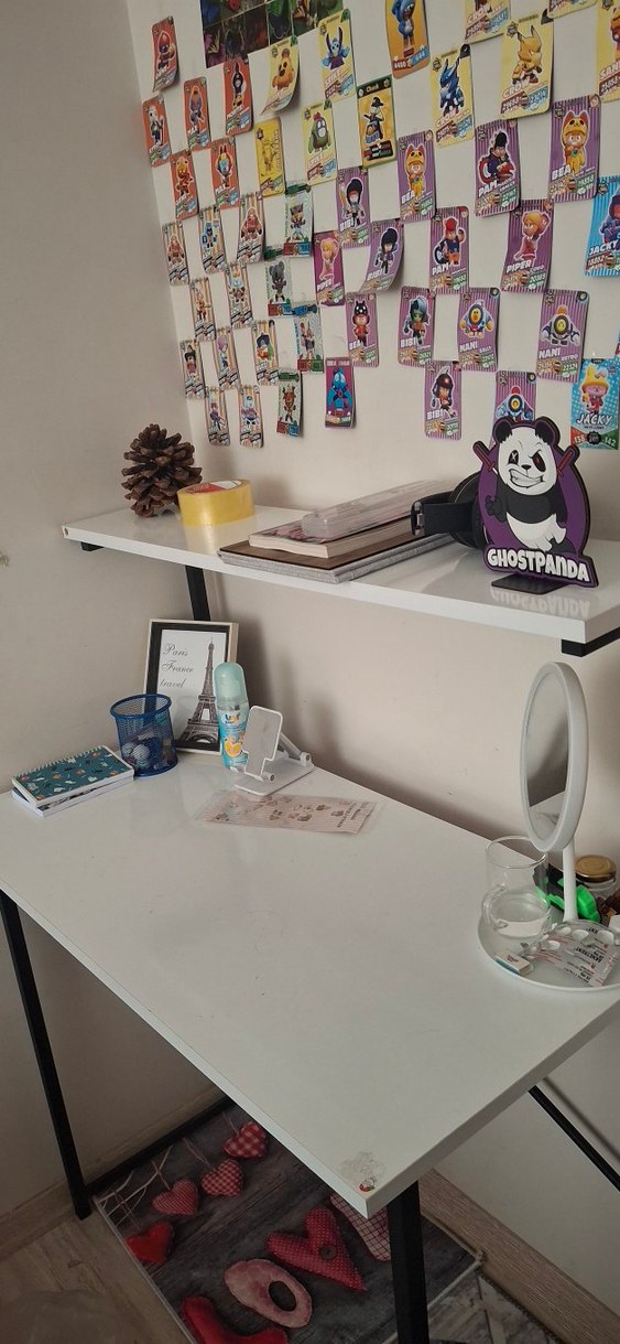 Beyaz Çalışma Masası Raflı Metal Ayaklı - Görsel 2