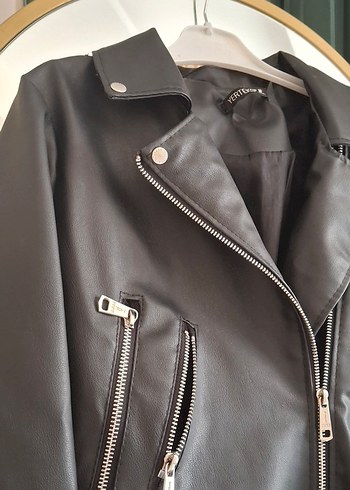 Siyah Deri Biker Ceket - Görsel 3