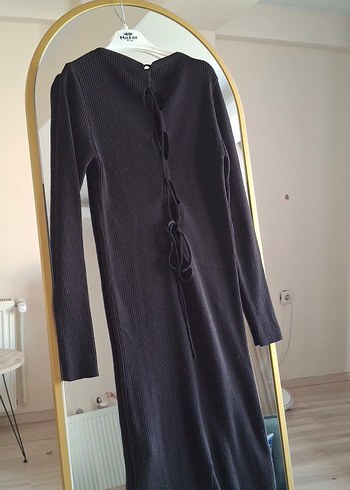 Kadın Siyah Uzun Kollu Uzun Elbise - Görsel 2