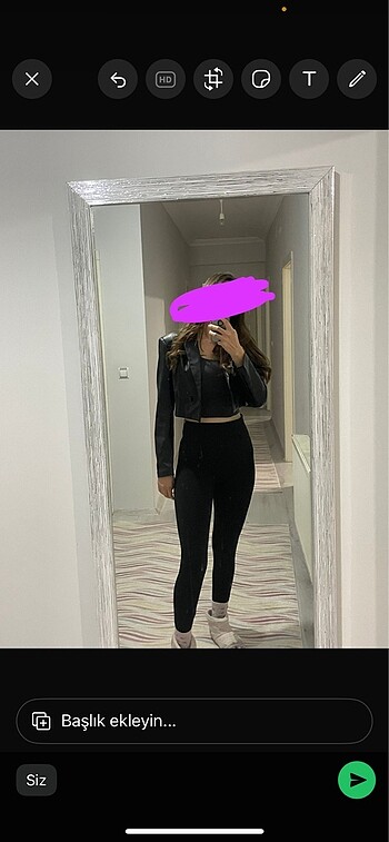Crop deri ceket