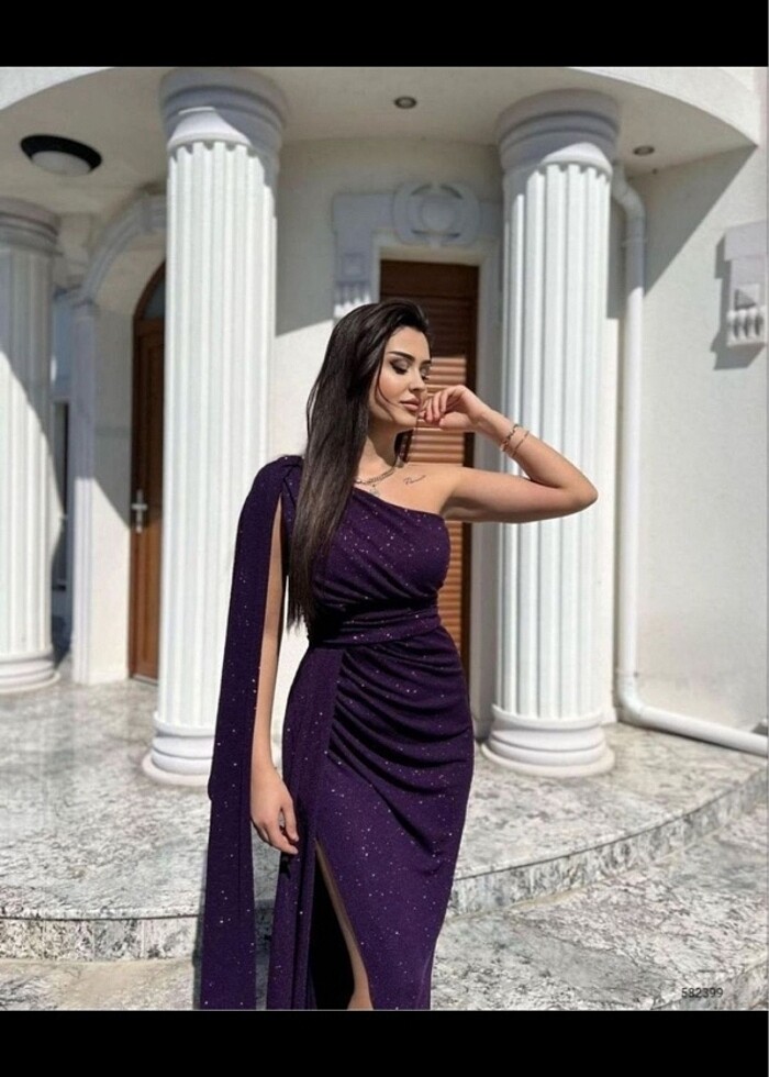 Zara  bershka mango yırtmaclı sımlı abıye - Görsel 2