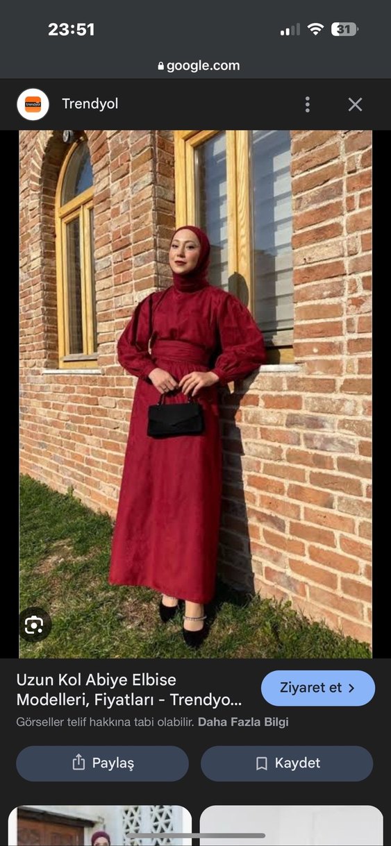 Bordo Jakarlı Uzun Kollu Tesettür Elbise - Görsel 2