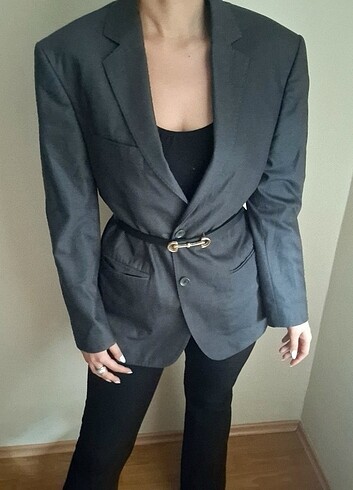 l Beden Gri blazer ceket