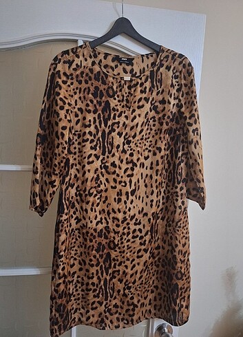 L beden leopar elbise 