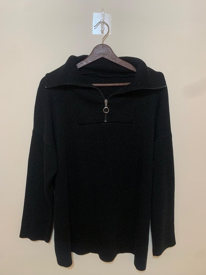 Siyah oversize kazak - Görsel 2