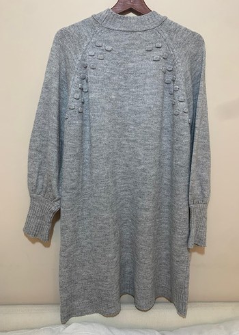 Gri Triko Midi Elbise - Görsel 3