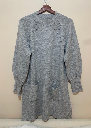 Gri Triko Midi Elbise - Görsel 2