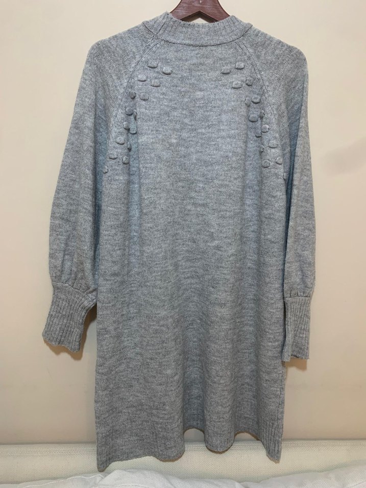 Gri Triko Midi Elbise - Görsel 3