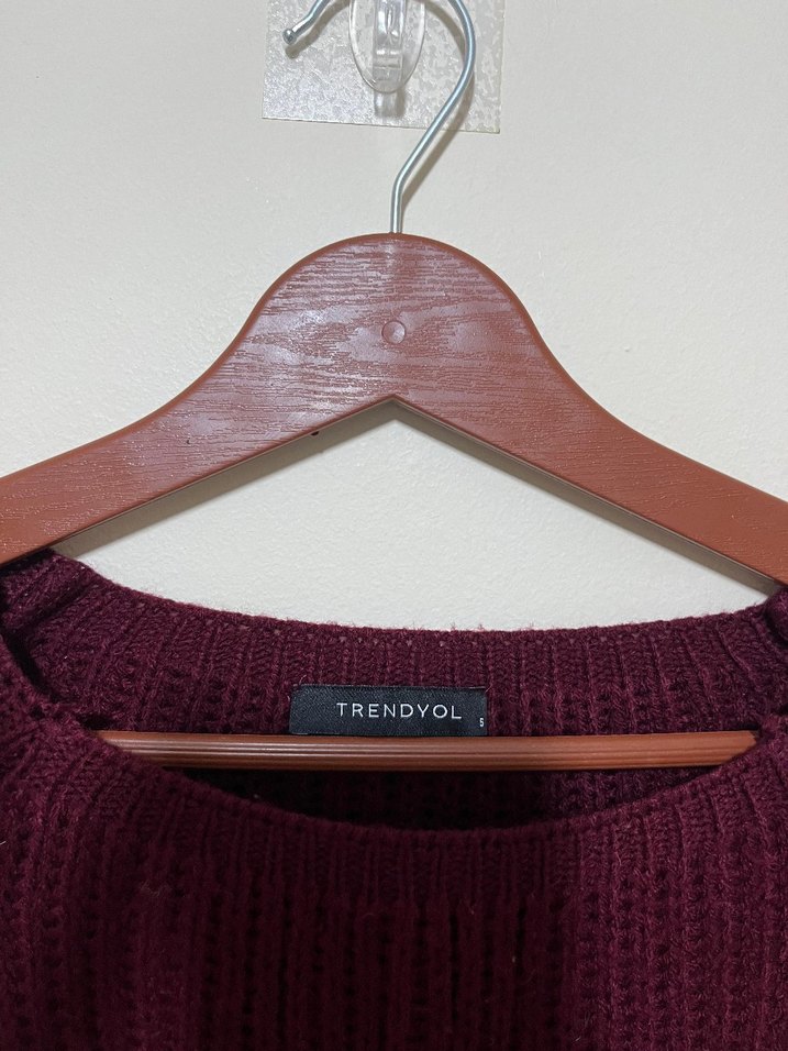 Bordo Kadın Triko Kazak - Görsel 4