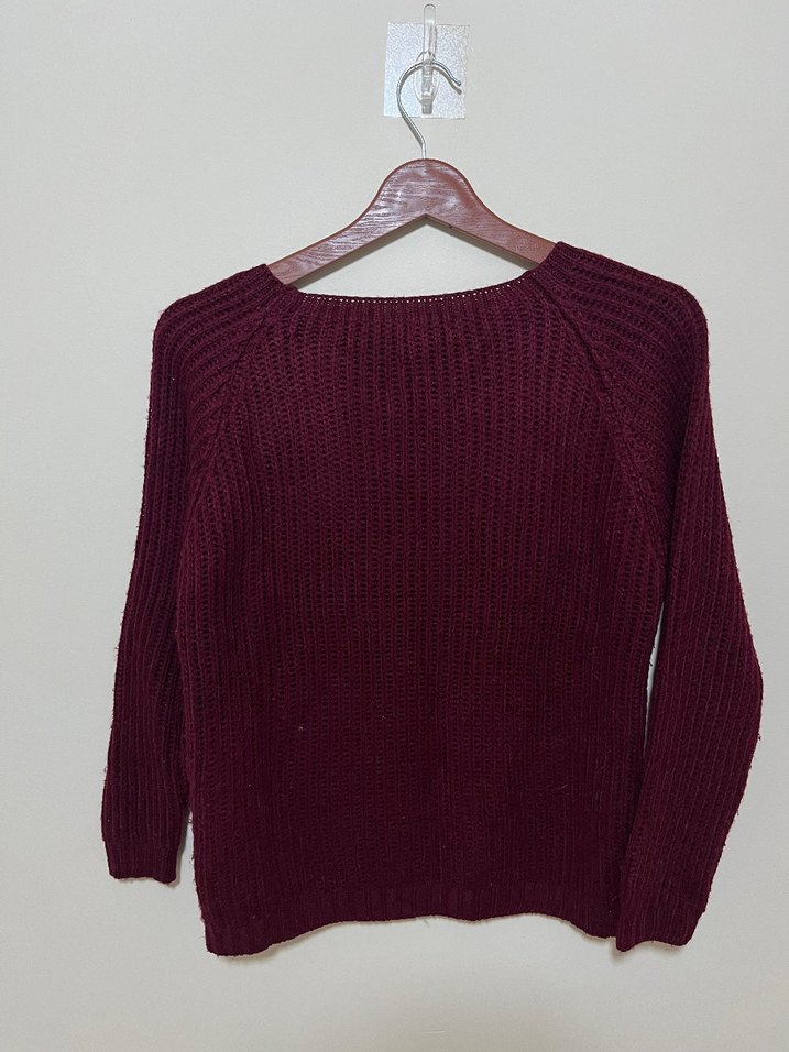 Bordo Kadın Triko Kazak - Görsel 3