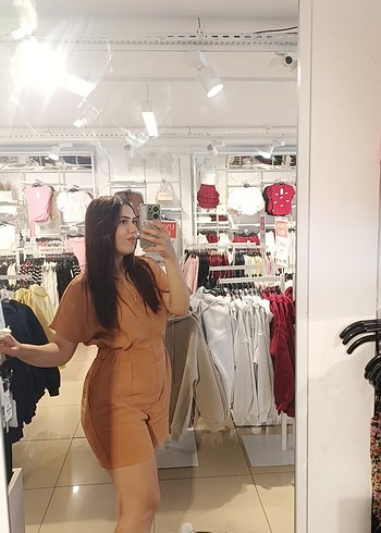 Kadın Bej Süet Kısa Tulum - Görsel 3