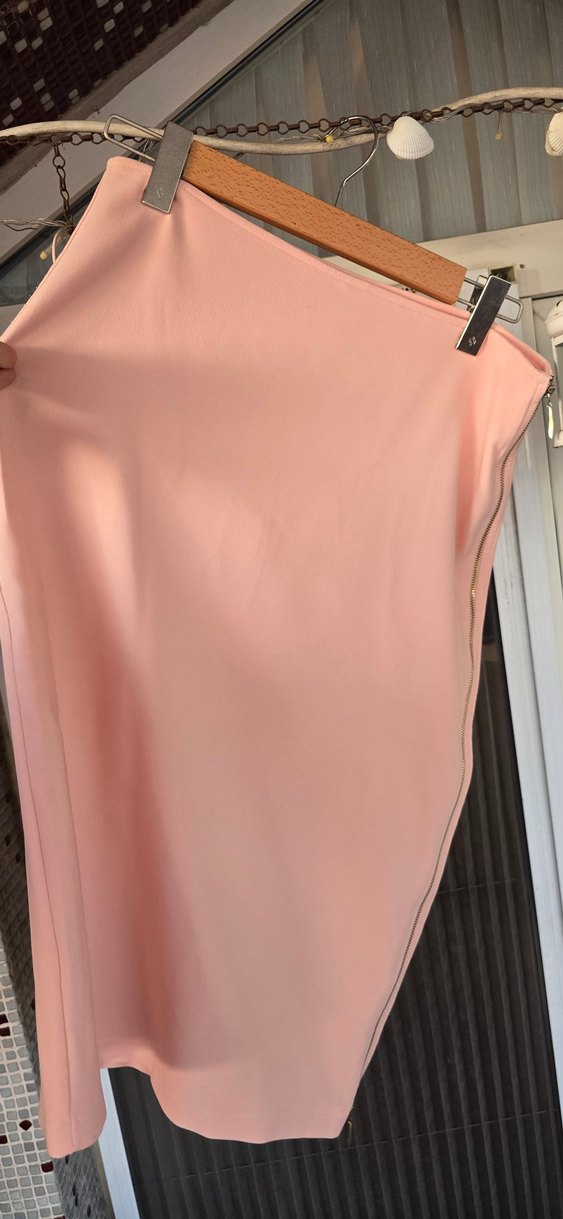 Pembe Drapeli Uzun Hamile Eteği - Görsel 4