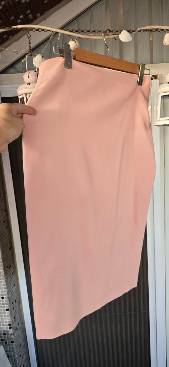 Pembe Drapeli Uzun Hamile Eteği - Görsel 3