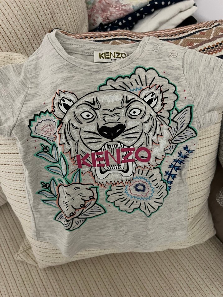 mihOKENZO x  Kenzo Gri unisex logolu Çocuk Tişört | Gardrops