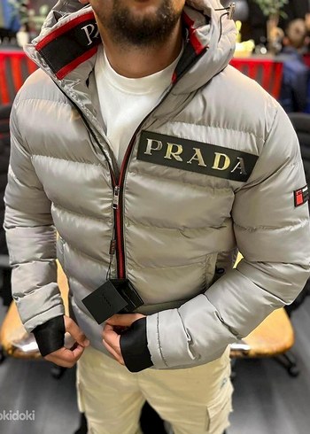 Bej Prada Kapüşonlu Erkek Mont - Görsel 2