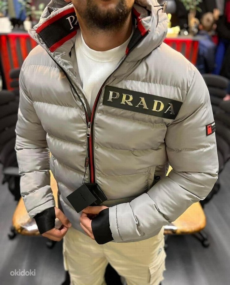 Bej Prada Kapüşonlu Erkek Mont - Görsel 2